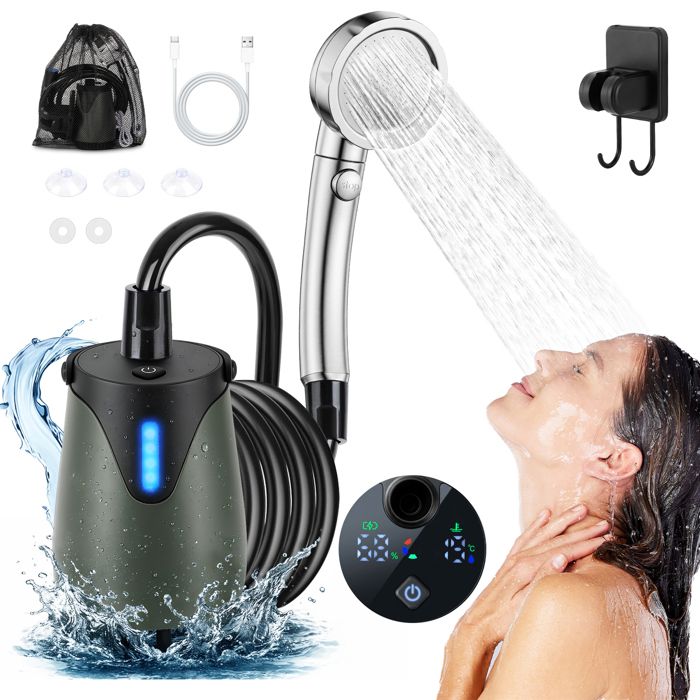 Kit de douche de camping portable, pompe de douche électrique Kit de douche de camping portable, pompe de douche électrique