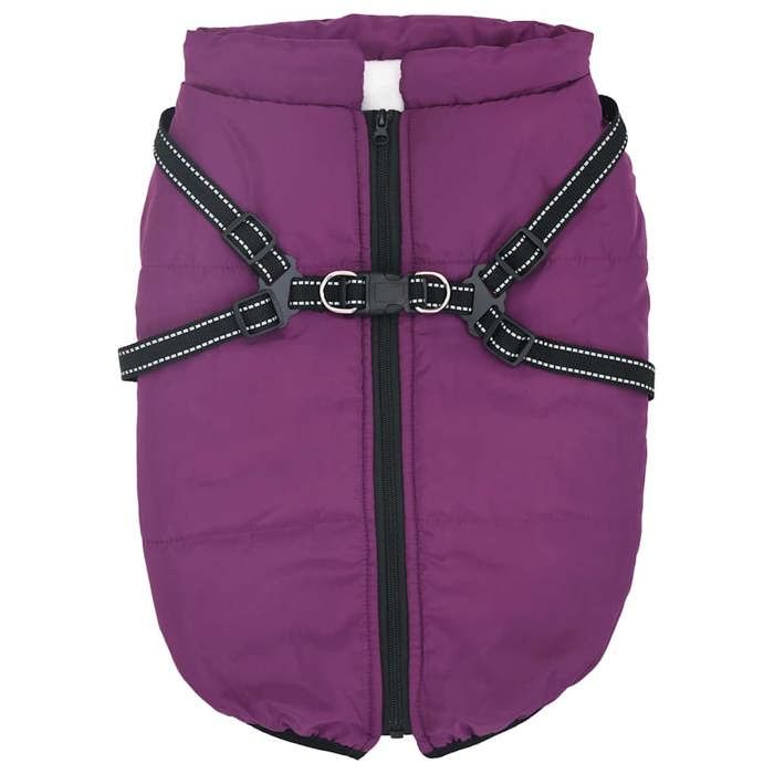 [6116571]Veste dhiver chaude pour chien Manteau pour chien avec harnais Pourpre 3XL Fleece et Polyester Poids:0.32 Kg