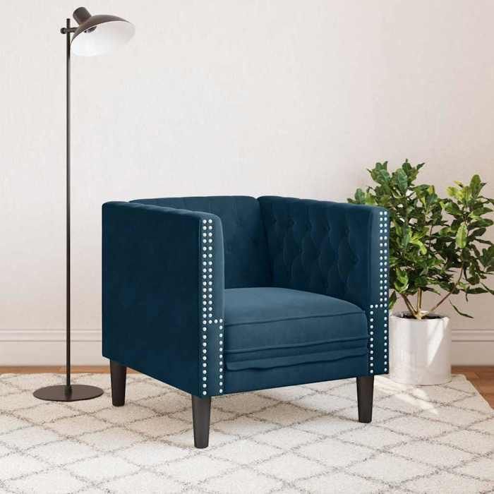 Best2026@velours Fauteuil Relax SHIELDPRO® - Siège maximal: 110 kg - Fauteuil Chesterfield bleu - pour salon9935
