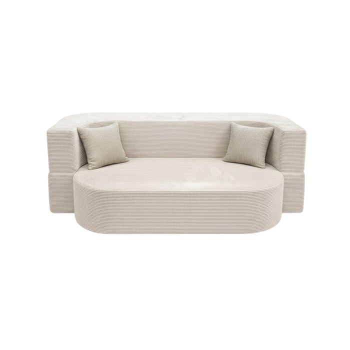 VENEDA - Canapé droit convertible velours côtelé 3 places Beige VENEDA - Canapé droit convertible velours côtelé 3 places Beige