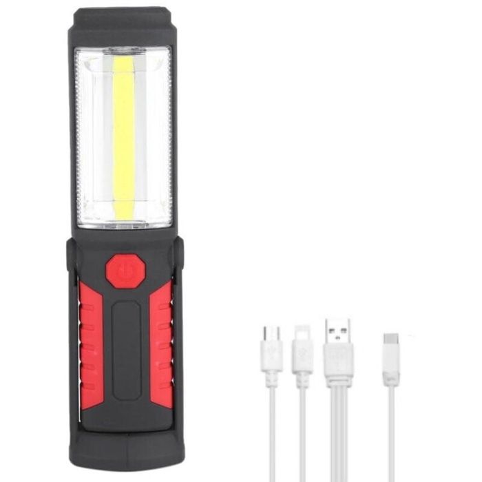 Lampe de travail LED portable 360 lumens avec support magnétique rechargeable sans fil et câble USB