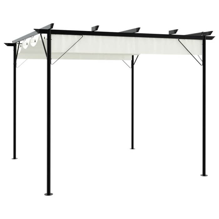 Pergola de jardin/support pour plantes - 1 PC - avec toit rétractable Blanc crème 3x3 m Acier V5276