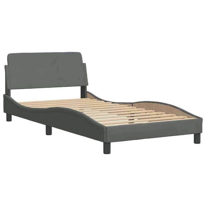 Structure de lit Dover - gris foncé 100x200 cm tissu - pour adulte/enfant 2045fO