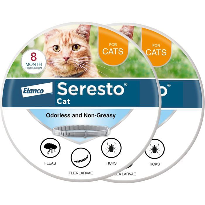 Collier Seresto Chat – Recommandé par vétérinaires  Anti-puces & tiques  Protection 8 mois  Lot de 2