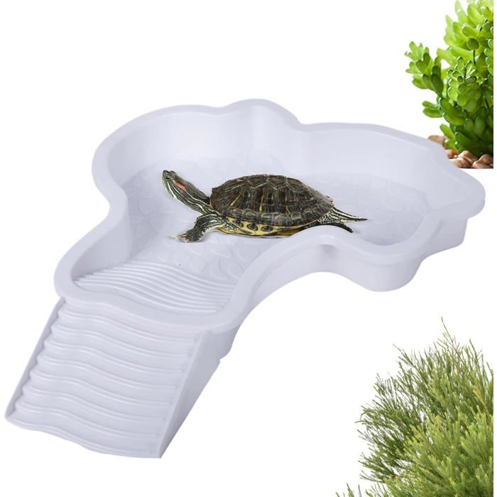 Piscine Tortue Terrestre Mangeoire plat deau bassin avec rampe bol deau pour reptiles avec échelle bassin de douche pour te - C