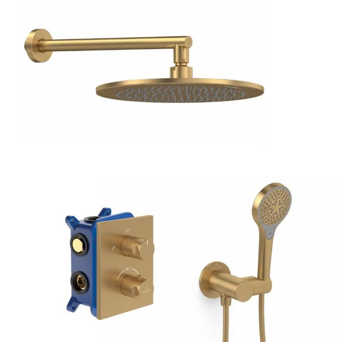 Colonne de douche encastrée VILLEROY & BOCH Universal Shower avec douchette 3 jets or brossé