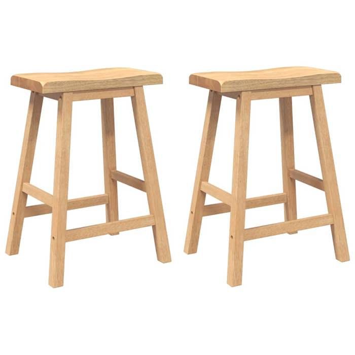 Les SoldesTabourets de bar (Tabourets Cuisine - (2 pcs) - 2 personnes -) en bois massif naturel et caoutchouc(445x35x60 cm) j