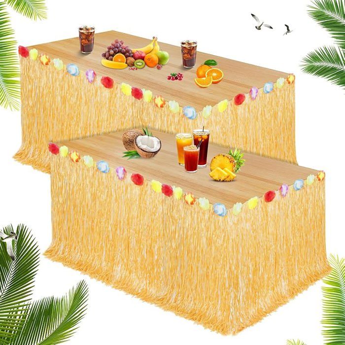 Hawaïenne Jupes de Luau Table 1Pièces Décoration de Fête Hawaïenne Tropical Anniversaire Décoration avec des 2pièces NAPPE DE TABLE
