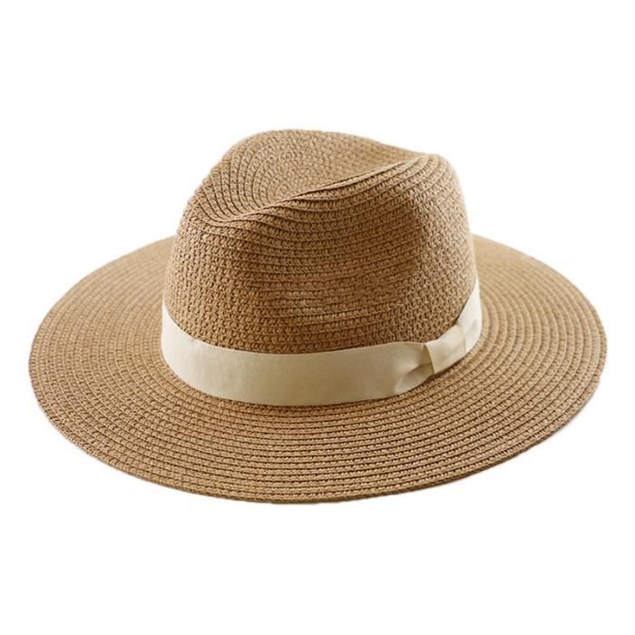Chapeau De Cowboy En Paille Tressée Pour Hommes Et Femmes Chapeau De Cowboy Pour Femmes Bord Inclinable Cowgirl De Plage Jaune