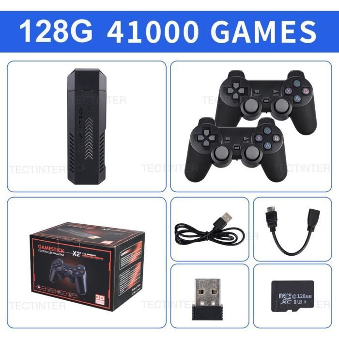 Console De Jeux Rétro X2 Plus Avec 128Go De Jeux Préchargés - 51000+ Jeux Classiques, 2 Manettes Sans Fil, Sortie 4K