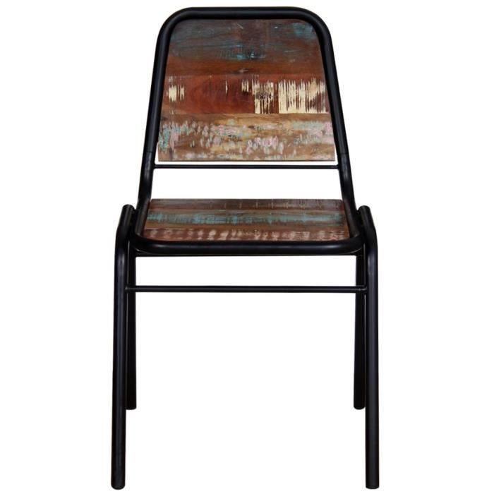 Chaises de salle à manger en bois de récupération - ARAMOX - Lot de 4 - Multicolore - Vintage - 44 x 59 x 89 cm