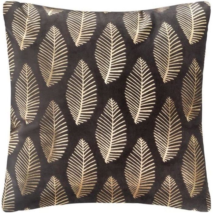 Coussin Velours Tropic 40 X 40 Cm Or Et Gris Cdiscount Maison
