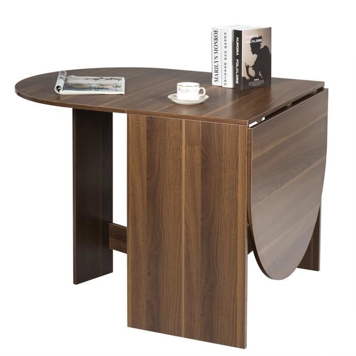 table de cuisine pliable en bois pour salle a manger charge max 60kg pour max de 6 personnes 163 x 80 x 75cm marron cdiscount maison