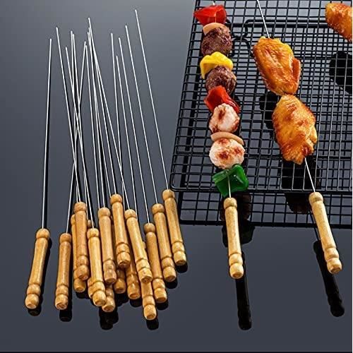 20 Brochettes Barbecue 40cm En Acier Inoxydable SUS304 - Piques à Viande Réutilisables Avec Sac De Rangement