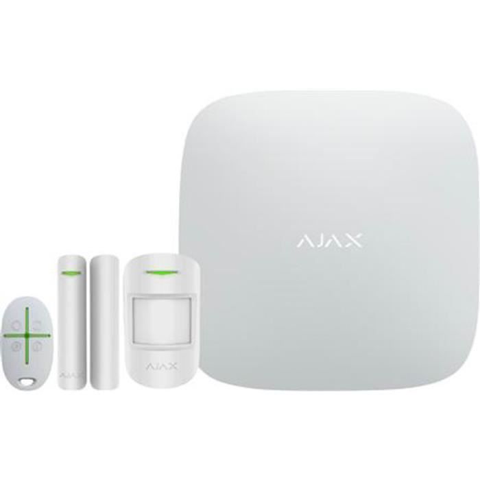 Pack alarme AJAX Hub StarterKit avec détecteur de mouvement, présence et télécommande blanc