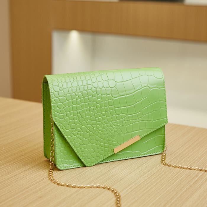 Vert Mini Sac A Bandouliere Avec Chaine En Pu Pour Femmes Sacoche De Luxe Couleur Unie A Loquet Nouvell Cdiscount Bagagerie Maroquinerie
