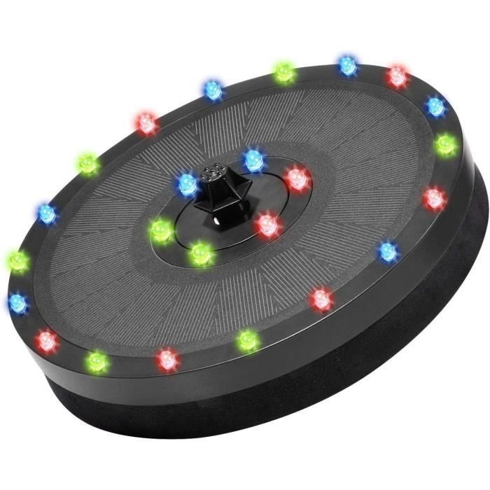 Fontaine Solaire Flottante Avec LED - 8 Buses, 7 Lumières, Pompe 180L/h - Pour Étang, Jardin, Bain D'Oiseaux - 11