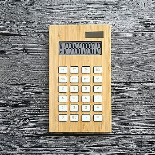 Calculatrice Solaire GONNELY - Bambou Naturel, écran LCD 12 Chiffres, 18/29 Touches