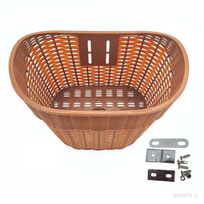 Panier avant pour vélo en imitation rotin style rétro - Marron - Taille S