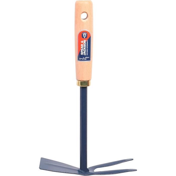 Serfouette En Cuivre ZALA OJ - Fourche à Deux Dents, Manche Tilleul 150 Cm - Outil Jardin Indestructible, Garantie 10 Ans