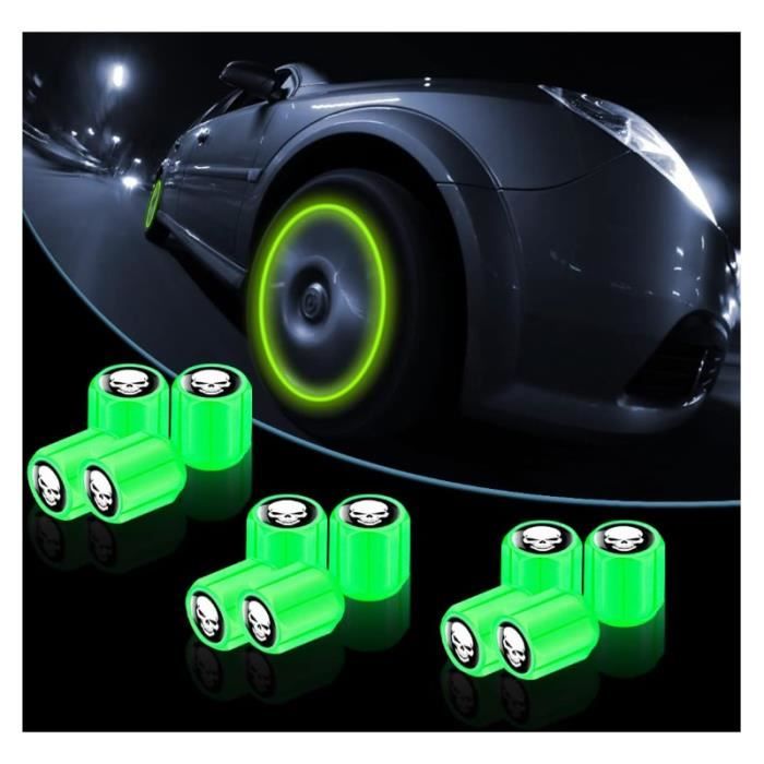 Bouchon de Valve Fluorescent pour pneu de voiture, 4 pièces
