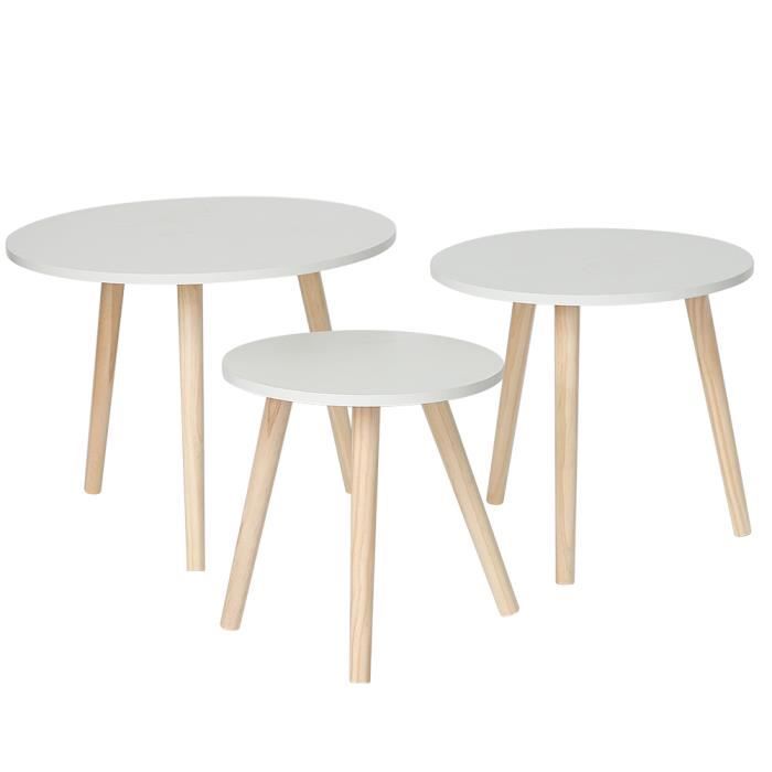 Nuo Lot De 3 Tables Basse Blanche Table Gigogne Scandinave Table D Appoint Rond Diametre 60 50 40cm Achat Vente Table Basse Nuo Lot De 3 Tables Basse B Cdiscount