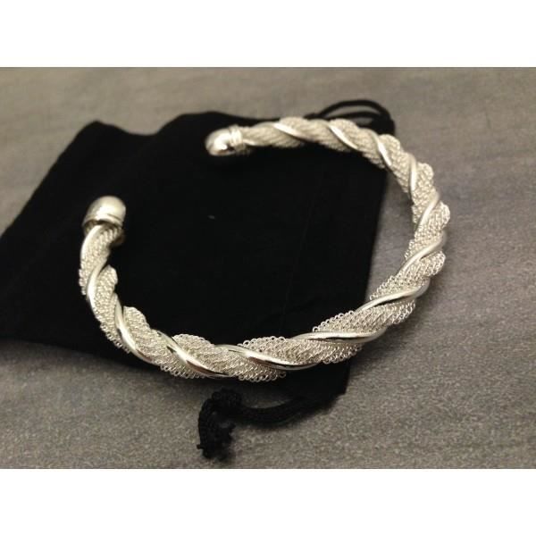 Bracelet Jonc Torsadé Argent Plaqué