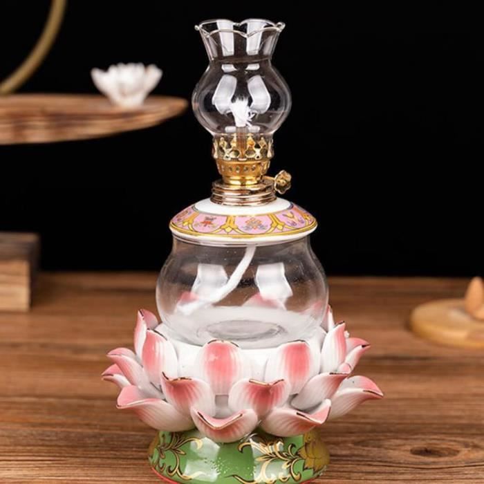 Lampe à Huile Et Kérosène Vintage - Bleue - Verre Et Métal - Suspendue