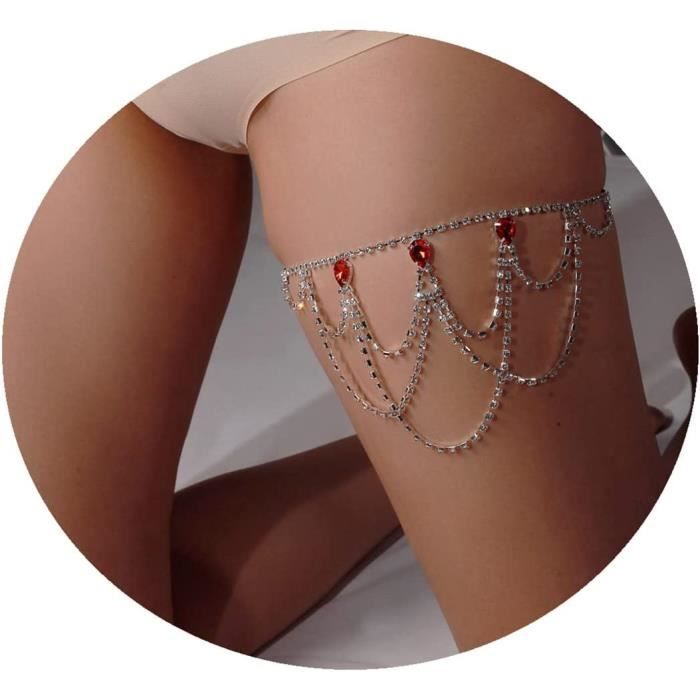 Chaîne De Corps En Strass Cristal Rouge - Lingerie String Bijou Pour Femme - Neuf
