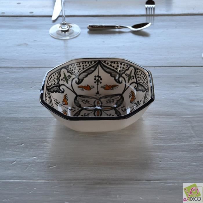 Plat octogonal PS marbre noir 27 x 19 cm - La Bovida