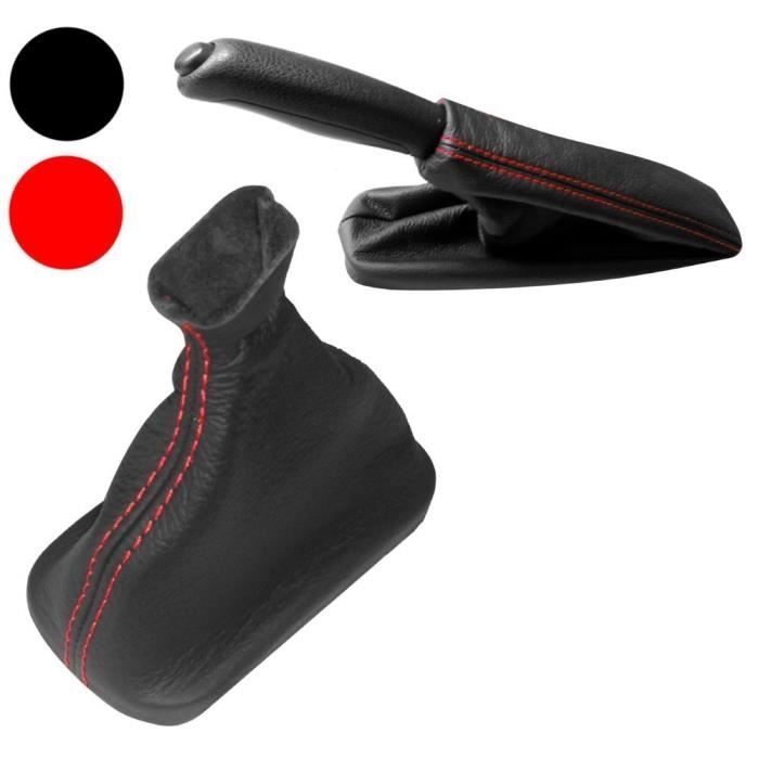 AERZETIX Soufflet de Levier Vitesse Frein /à Main en Cuir v/éritable Couture Rouge