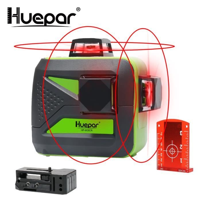 Huepar Rouge Croix Ligne Laser Niveau Auto-nivellement Vertical Horizontal Ligne