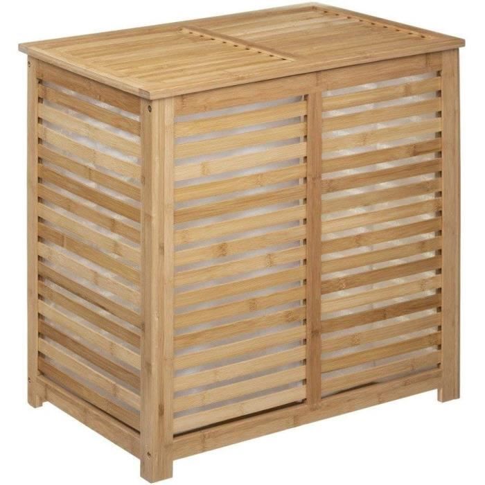 Songmics Panier A Linge 5Five Panier à Linge Double Sicela 100L - Bambou - 58 X 40 X 60 CM Panier à Linge 2 Compartiments Songmics Panier A Linge 5Five Panier à Linge Double Sicela 100L - Bambou - 58 X 40 X 60 CM Panier à Linge 2 Compartiments