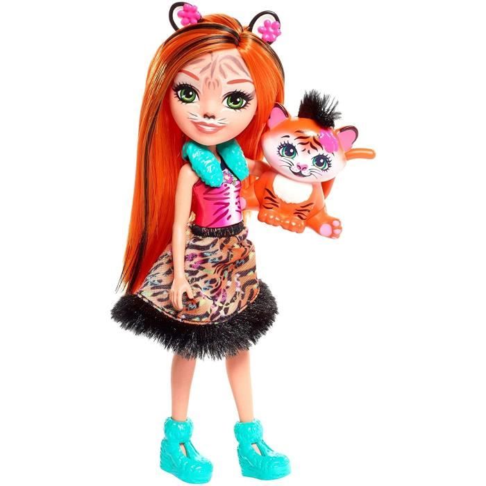 Enchantimals Mini-poupée Tanzi Tigre et Figurine Animale Tuft rousse avec jup... 