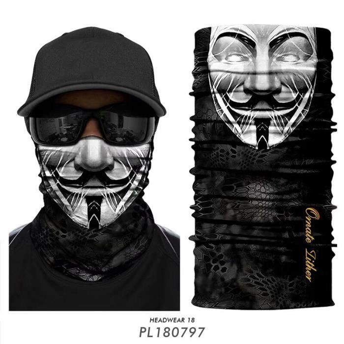 Cache-Cou Polyvalent Homme/Femme - Cachemire Blanc/Bleu Clair, Bandana, Cagoule, Masque Facial