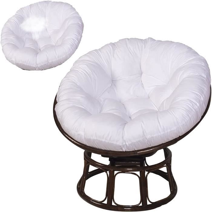 Hovoto Coussin Rond Pour Fauteuil Papasan - Épais, Confortable Et Doux - Pour Jardin, Pivotant, Panier, Balcon - Kaki 130 X 130 Cm