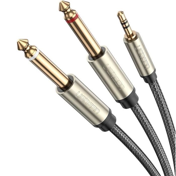 Câble Audio Type-C Mâle / 2 Jack 6.35mm Mâles Nylon Tressé 1.5m