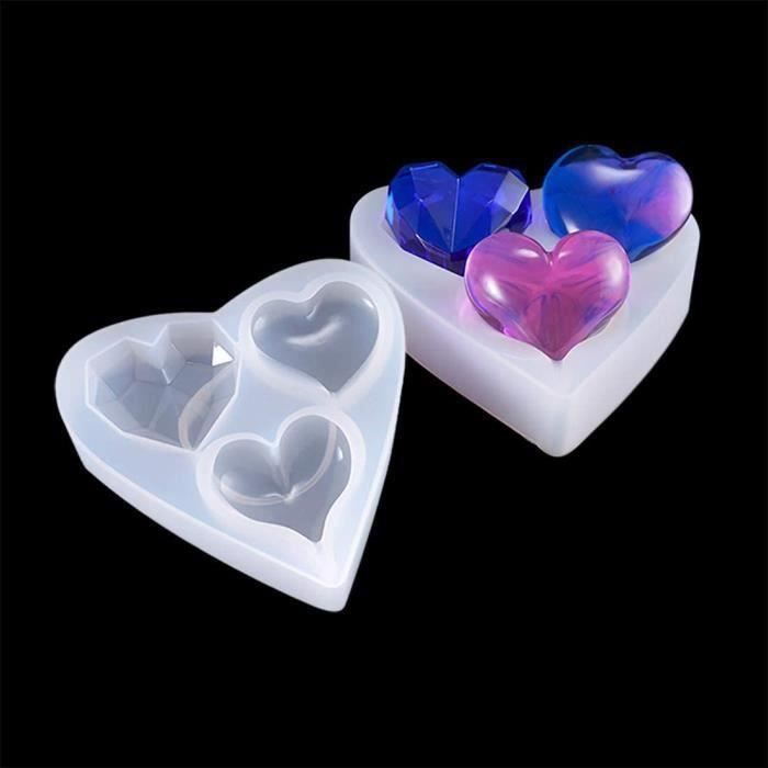 Moule Silicone Coeur 7x6cm Pour Pendentif Résine - Noël - Neuf - Transparent