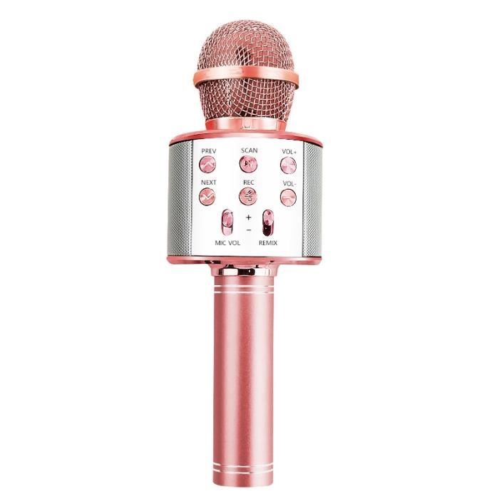 Fifine Microfone Rosa Or rose Fifine-Microphone karaoké portable sans fil Bluetooth, USB ...
