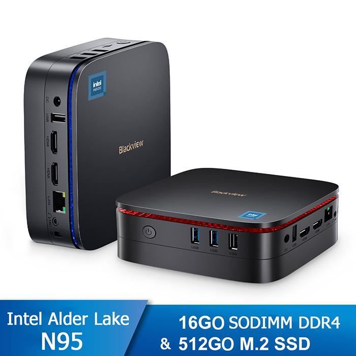 Mini PC Blackview MP60 16 Go DDR4 512 Go SSDIntel Alder Lake N95 3.40 GHzWindows 112.4-5G WiFi – Noir