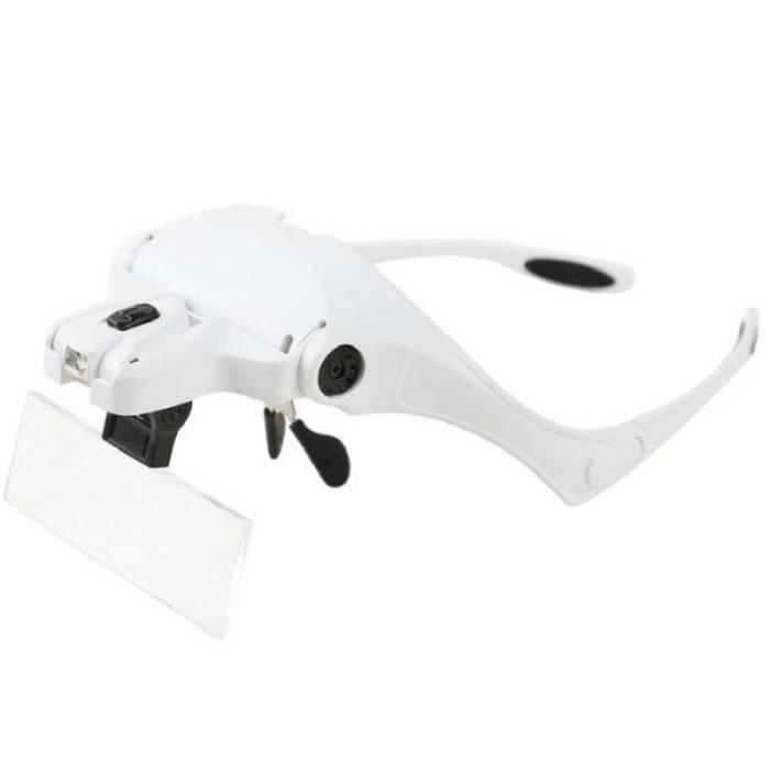 Lunettes Loupe avec 2 Lumières LED, 8 Lentilles Détachables, Loupe à Montage sur Tête, Lunettes Loupe Mains Libres pour Réparation, Lecture, Bijoux, Montres (2.5X 4X 6X 8X 10X 15X 20X 25X
