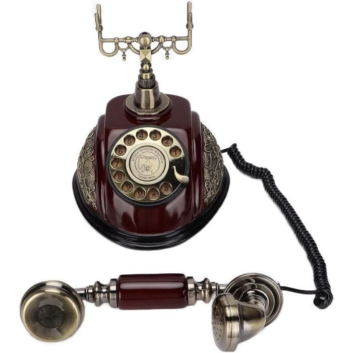 Téléphone Fixe Vintage Noir – Style Rétro, Multifonction – Décoration Maison Ou Utilisation - 9