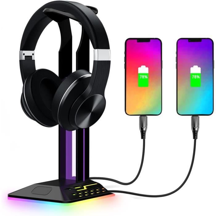 Support Pour Casque Avec Base De Rangement - LeeQinersw - En Métal Noir, Organisateur Bureau, Maison, Gaming - 1
