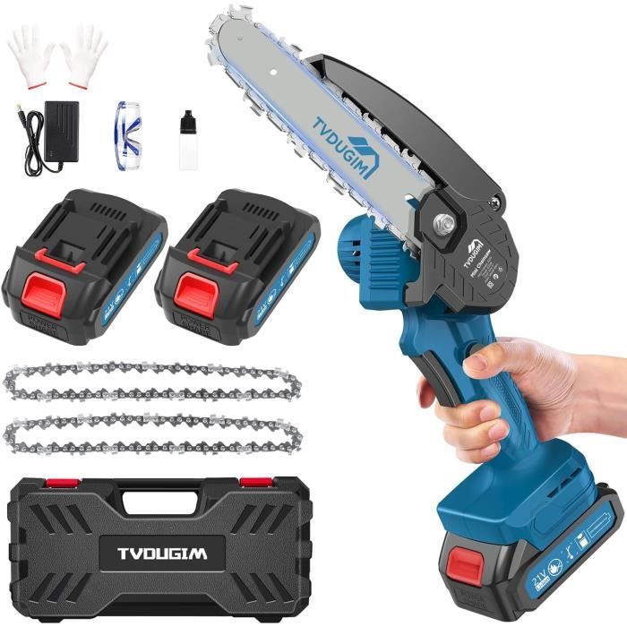 Mini Tronçonneuse Électrique 6 Pouces 1000W - Sans Fil, Batterie 4000mAh - Compatible Makita 18V