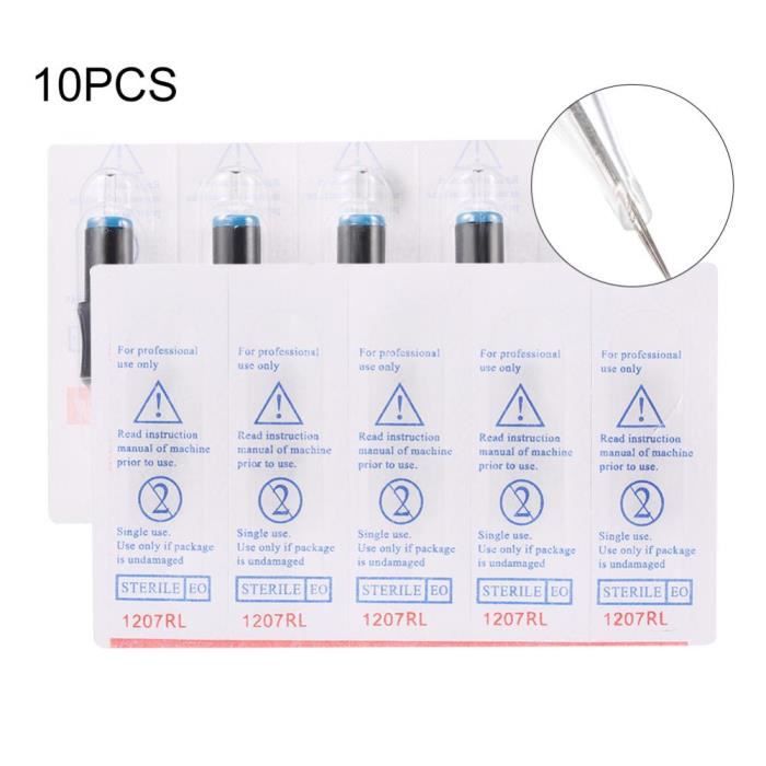 STIGMA Aiguilles Tatouage Cartouche 10Pcs #10 (14RL) 0.3mm Bugpin Round Liner 1014RL Avec Membrane