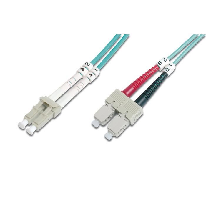 Câble Fibre Optique Duplex 50/125 OM3 SC LC Aqua 1 m