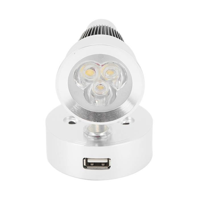Lampe de lecture LED 3W 12V pour camping-car, petite applique murale 90° Spot intérieur réglable pratique avec interrupteur pour ca - Sport