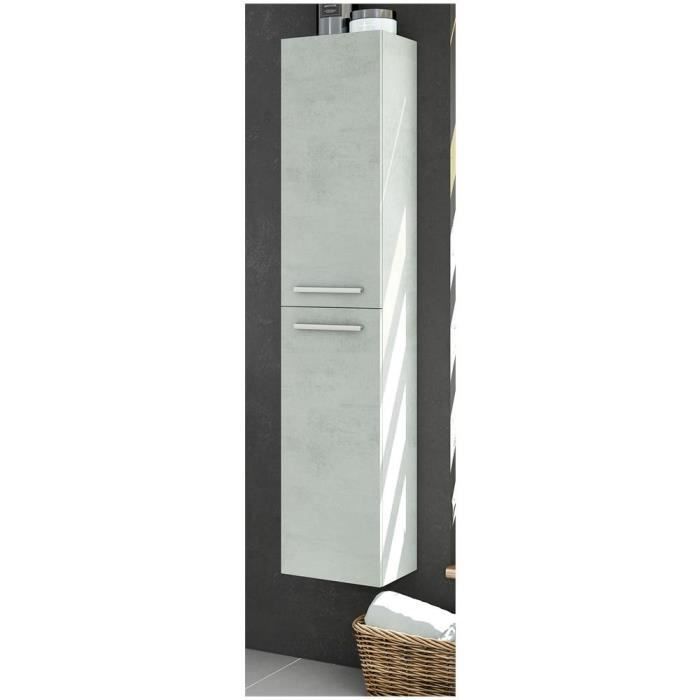 colonne de salle de bain suspendue dmora - couleur béton - 30 x 150 x 25 cm