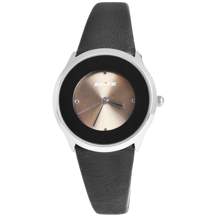 Montre-bracelet Femme - ELITE - Modèle Classique - 32 mm - Quartz - Bracelet simili cuir noir