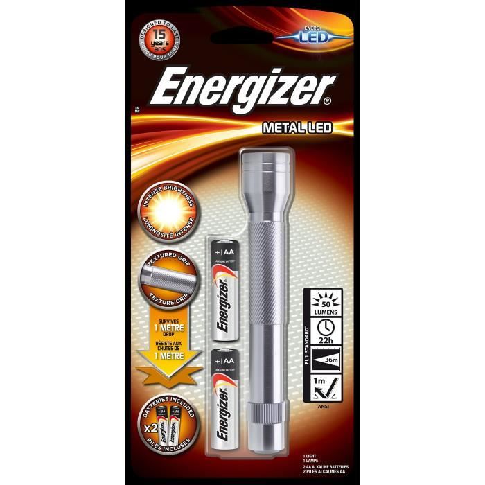 Lampe Torche LED Energizer métal - 2 D